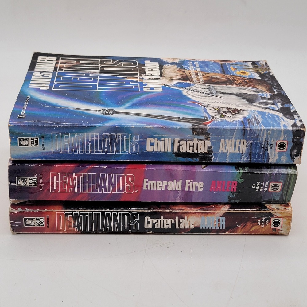 James Axler Deathlands 3 Book Lot Chill Factor Emerald Fire Crater Lake Good